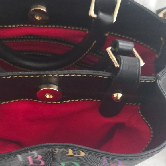 Dooney & Bourke Black Multicolor Logo Shoulder Bag - Picture 3 of 6